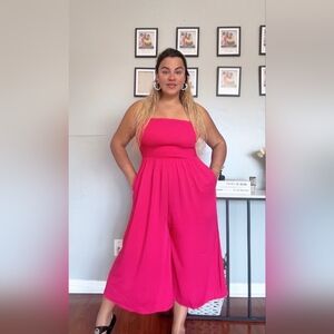 Elegant Fuchsia Strapless Jumpsuit